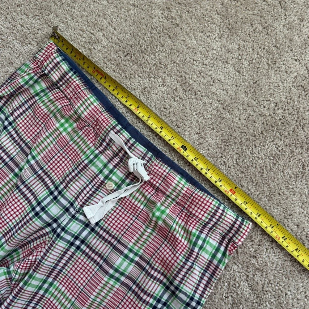 Mens Plaid Pajama Pants Red Green Navy Blue Drawstring Sleep Lounge size L